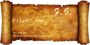 Filyó Ida névjegykártya